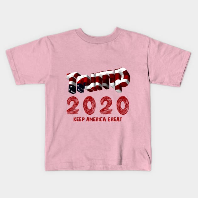 Trump 2020 Keep America Great USA Flag Kids T-Shirt by key_ro